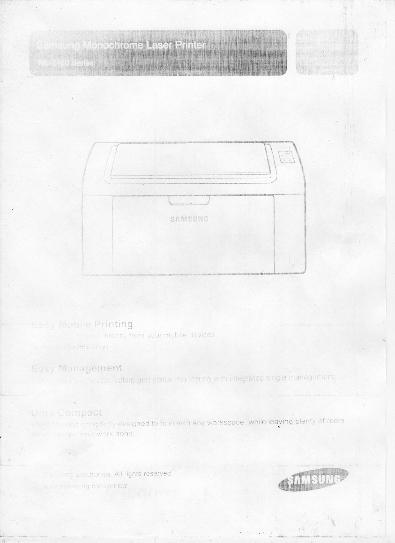 Принтер Samsung тускло печатает